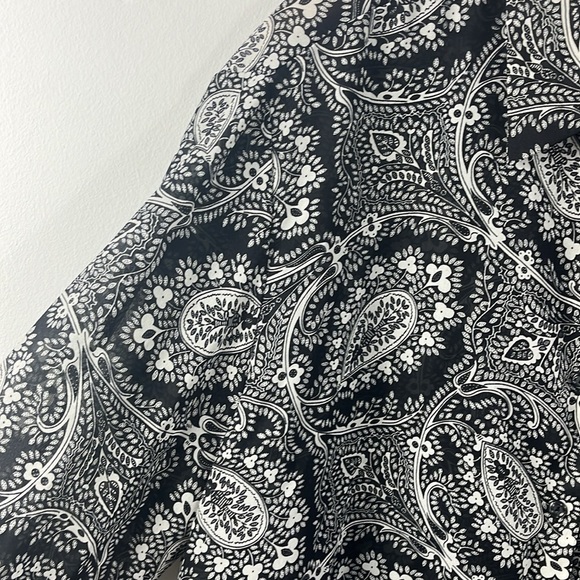 Diane Von Furstenberg Paisley Black White Button Up Top Womens Size 1x/2x - Picture 5 of 10
